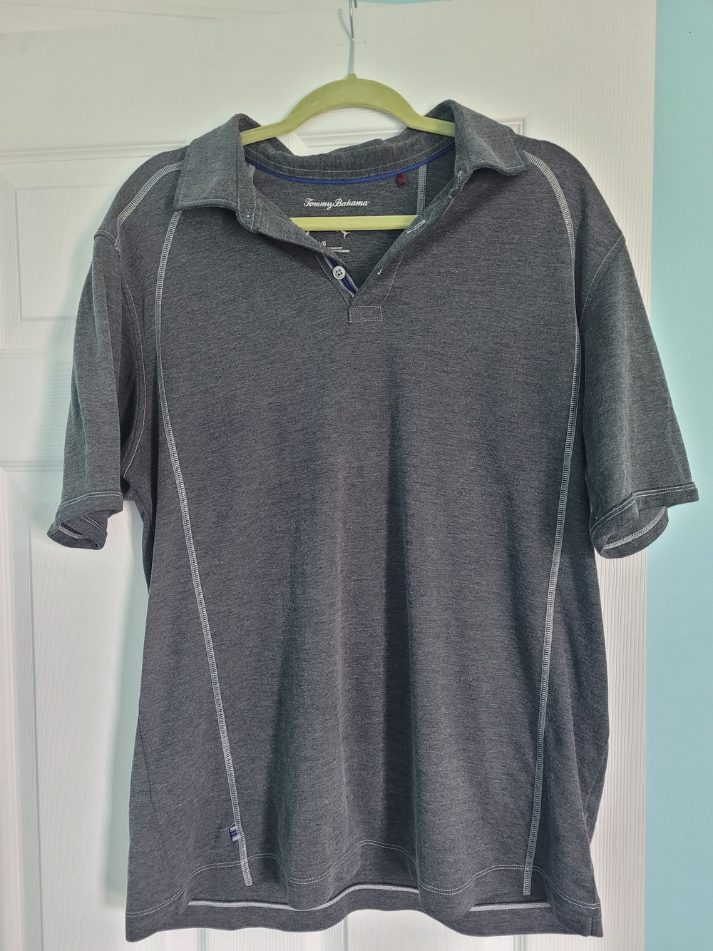 Tommy Bahama Charcoal Gray Contrast-Stitch Polo